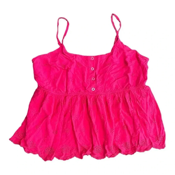 Torrid Raspberry Pink Button Front Eyelet Tank Top 3X - Picture 2 of 6